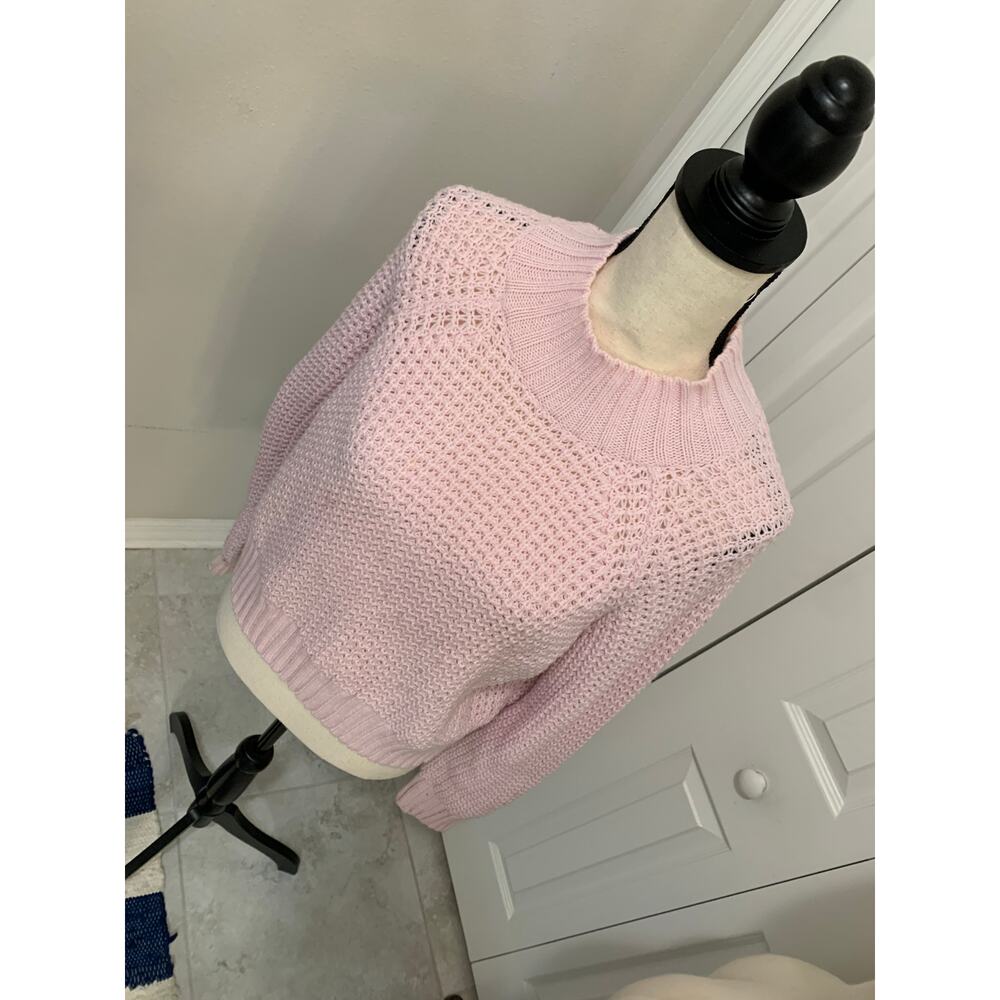 Divided Pink Mock Turtleneck Crop Sweater - M - Picture 6 of 7